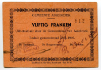 Belgium Assebroek 50 Francs 1940 Notgeld
# 812, Gemeente Assebroek; XF