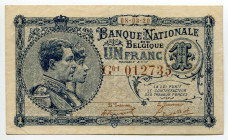 Belgium 1 Franc 1920
P# 92, N# 207585; # G01 012735; Albert I; XF-