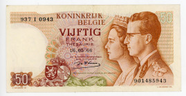 Belgium 50 Francs 1966 Replacement Note
P# 139r, N# 202664; # 937 I 0943; XF+, Crispy