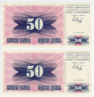 Bosnia & Herzegovina 2 x 50 Dinara 1992
P# 12a, N# 203453; UNC