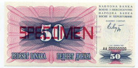 Bosnia & Herzegovina 50 Dinara 1992 Sarajevo A0000000 Specimen
P# 12s, N# 203453; # AD51810558; UNC