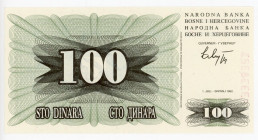 Bosnia & Herzegovina 100 Dinara 1992
P# 13a, N# 203596; # CJ 43338321; UNC