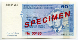 Bosnia & Herzegovina 50 Convertible Pfeniga 1998 (ND) Specimen
P# 57s, N# 211174; # A0001480; UNC
