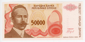 Bosnia & Herzegovina 50000 Dinara 1993
P# 153a, N# 201671; # A 1903446; UNC