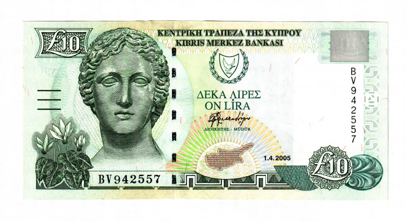 Cyprus 10 Lira 2005
P# 62e, N# 206041; # BV942557; UNC