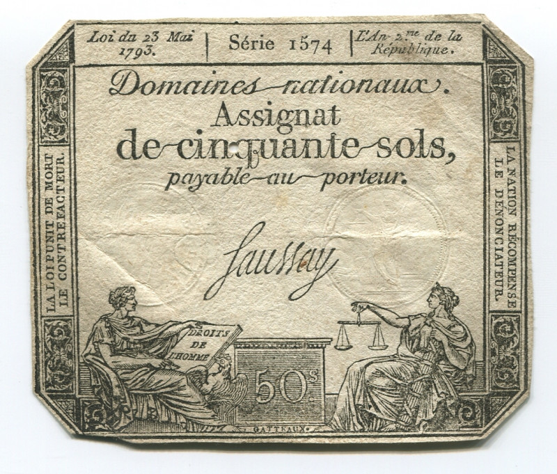 France 50 Sols 1793
P# A70b, N# 206255; # 1574; VF