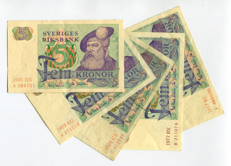 Sweden 8 x 5 Kronor 1965 - 1976
P# 43i, N# 206131; XF