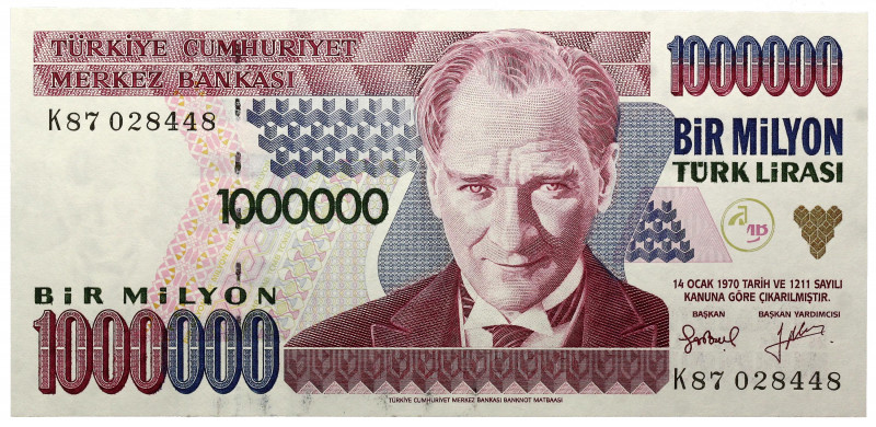 Turkey 1000000 Lira 1995
P# 197, N# 213020; # E64414172; UNC