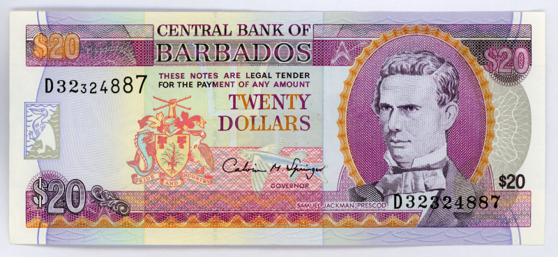 Barbados 20 Dollars 1996 (ND)
P# WA77, # A134640; UNC