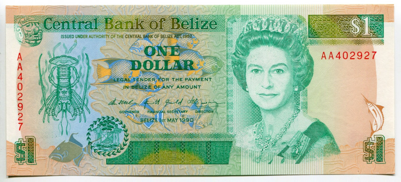 Belize 1 Dollar 1990
P# 39, N# 224919; # J/2 286970; UNC