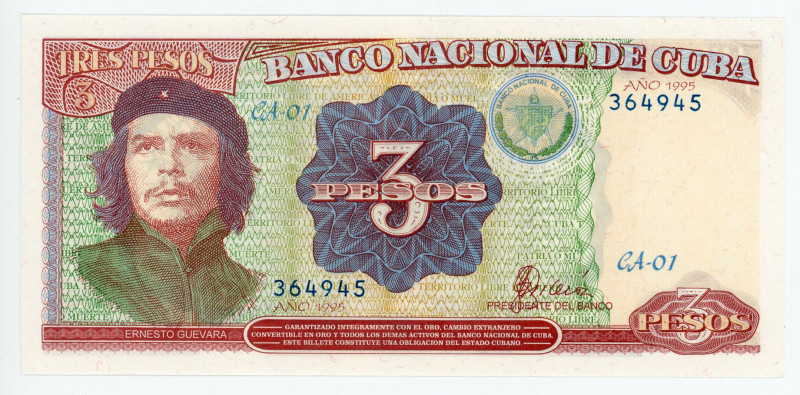 Cuba 3 Pesos 1995
P# 93a, N# 219536; XF-AUNC