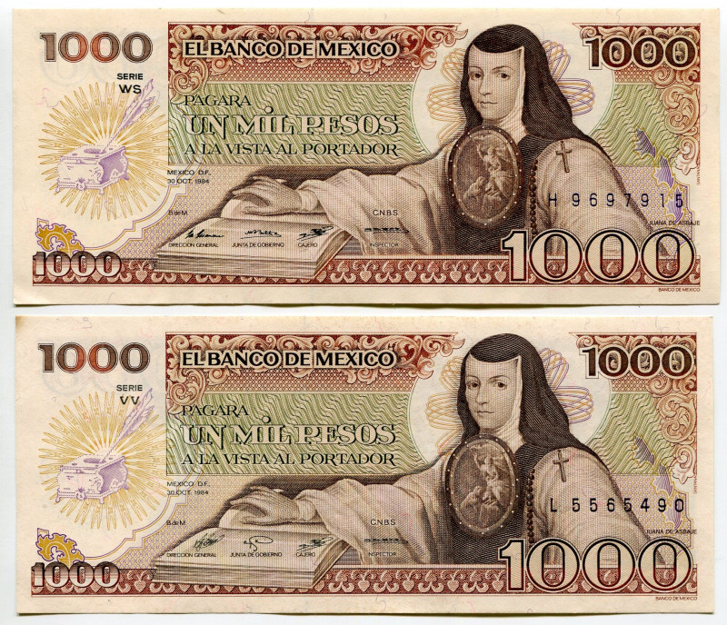 Mexico 2 x 1000 Pesos 1984
P# 59l, N# 204355; UNC