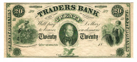 United States Traders Bank 20 Dollars 1860 (ND)
P# S3324, # 3415; Post Civil War