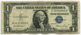United States 1 Dollar 1935 E
P# 416D1, N# 201793; # V46599841F; Silver Certificate, Blue Seal, No Motto; VF-