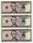 United States 3 x 5 Dollars 2013
P# 414Ad, N# 202433; # U54854813A; Silver Certificate, Blue Seal and 5; VF