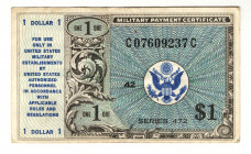 United States Military Payment Certificate 1 Dollar 1948 (ND)
P# M15, N# 223125; # C04686424C; VF+
