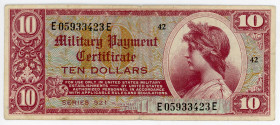 United States Military Payment Certificate 10 Dollars 1954 -1958
P# M17, N# 224241; # C01827256C; VF+