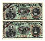 Uruguay 100 Pesos 1887 Banco Italiano del Uruguay
P# A87a, N# 329525; # Z065938; XF/AUNC