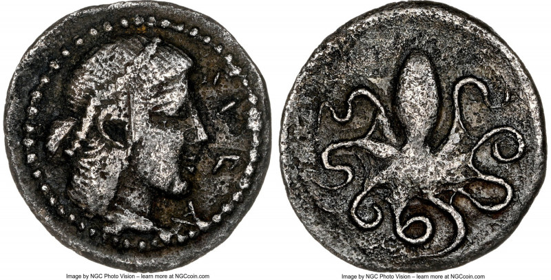 SICILY. Syracuse. Ca. 470-450 BC. AR litra (11mm, 6h). NGC VF, scratch. ΣYPA, pe...
