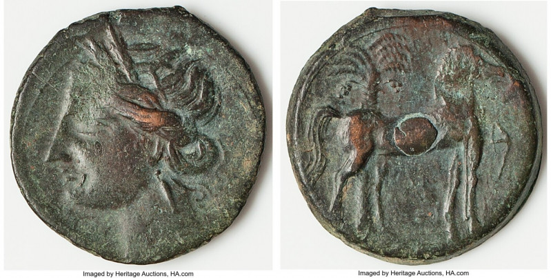 CARTHAGE. Zeugitana. Ca. 221-210 BC. AE trishekel (30mm, 17.23 gm, 12h). Choice ...