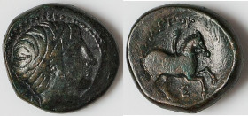 MACEDONIAN KINGDOM. Philip II (359-336 BC). AE unit (19mm, 7.41 gm, 10h). Fine. Uncertain mint in Macedonia. Head of Apollo right, wearing taenia / ΦI...