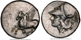 ACARNANIA. Thyrrheium. Ca. 4th-3rd centuries BC. AR stater (21mm, 8.58 gm, 7h). NGC Choice VF 4/5 - 3/5. Pegasus flying left; Θ below / Head of Atheni...