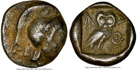 ATTICA. Athens. Ca. 480-465 BC. AR obol (8mm, 0.55 gm, 2h). NGC Choice VF 2/5 - 3/5. Head of Athena right, wearing crested Attic helmet / AΘE, owl sta...