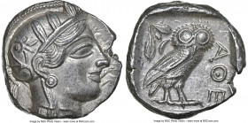 ATTICA. Athens. Ca. 440-404 BC. AR tetradrachm (24mm, 17.17 gm, 6h). NGC Choice AU 5/5 - 5/5. Mid-mass coinage issue. Head of Athena right, wearing ea...