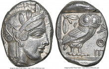 ATTICA. Athens. Ca. 440-404 BC. AR tetradrachm (26mm, 17.16 gm, 1h). NGC Choice AU 5/5 - 5/5. Mid-mass coinage issue. Head of Athena right, wearing ea...