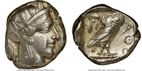ATTICA. Athens. Ca. 440-404 BC. AR tetradrachm (24mm, 17.19 gm, 2h). NGC Choice AU 4/5 - 4/5. Mid-mass coinage issue. Head of Athena right, wearing ea...