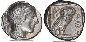 ATTICA. Athens. Ca. 440-404 BC. AR tetradrachm (24mm, 17.18 gm, 10h). NGC AU 5/5 - 5/5. Mid-mass coinage issue. Head of Athena right, wearing earring,...