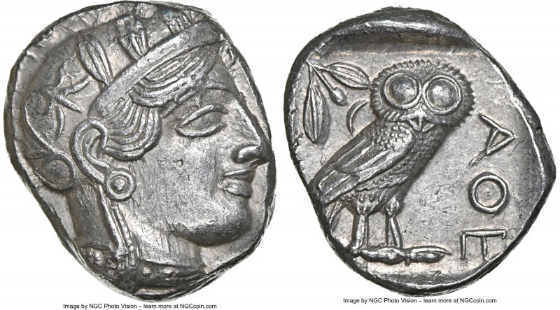ATTICA. Athens. Ca. 440-404 BC. AR tetradrachm (24mm, 17.19 gm, 8h). NGC AU 5/5 ...