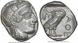 ATTICA. Athens. Ca. 440-404 BC. AR tetradrachm (24mm, 17.19 gm, 8h). NGC AU 5/5 - 4/5. Mid-mass coinage issue. Head of Athena right, wearing earring, ...