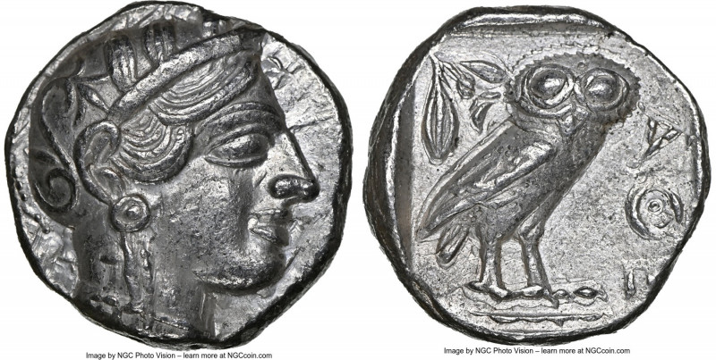ATTICA. Athens. Ca. 440-404 BC. AR tetradrachm (24mm, 17.16 gm, 8h). NGC AU 4/5 ...