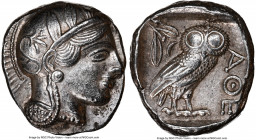 ATTICA. Athens. Ca. 440-404 BC. AR tetradrachm (23mm, 17.18 gm, 1h). NGC Choice XF 5/5 - 4/5. Mid-mass coinage issue. Head of Athena right, wearing ea...