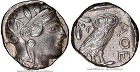 ATTICA. Athens. Ca. 440-404 BC. AR tetradrachm (24mm, 17.16gm, 9h). NGC XF 5/5 - 4/5. Mid-mass coinage issue. Head of Athena right, wearing earring, n...
