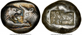 LYDIAN KINGDOM. Croesus (ca. 561-546 BC). AR stater (18mm, 10.57 gm). NGC VF 5/5 - 3/5 scuffs. Sardes. Confronted foreparts of lion right and bull lef...