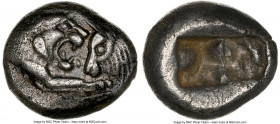 LYDIAN KINGDOM. Croesus or later (ca. after 561 BC). AR half-stater or siglos (15mm, 5.25 gm). NGC Choice XF 4/5 - 3/5. Sardes, ca. 561-520 BC. Confro...