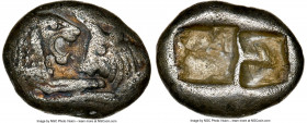 LYDIAN KINGDOM. Croesus (ca. 561-546 BC). AR sixth-stater or hecte (11mm, 1.69 gm). NGC Choice VF 5/5 - 3/5. Sardes, ca. 550-546 BC. Confronted forepa...