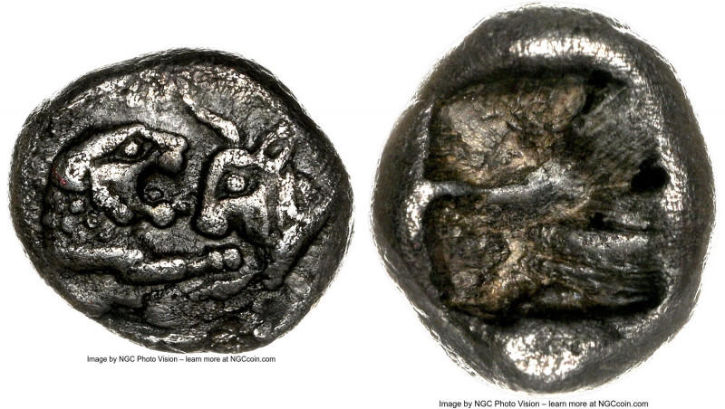 LYDIAN KINGDOM. Croesus (561-546 BC). AR 1/24 stater or hemiobol (7mm, 0.38 gm)....