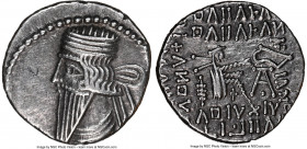 PARTHIAN KINGDOM. Pacorus I (ca. AD 78-120). AR drachm (19mm, 12h). NGC Choice XF. Ecbatana. Bust of Pacorus left with long pointed beard, wearing dou...