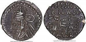 PARTHIAN KINGDOM. Osroes II (ca. AD 190-208). AR drachm (18mm, 12h). NGC Choice XF. Ecbatana, ca. AD 190. Diademed and draped bust left, with long poi...
