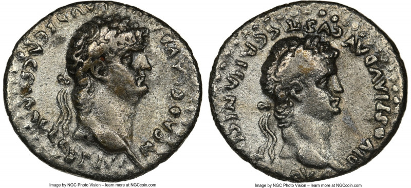 CAPPADOCIA. Caesarea. Nero (AD 54-68), with Divus Claudius. AR drachm (18mm, 12h...