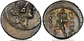 Julius Caesar, as Dictator (49-44 BC). AR denarius (18mm, 3.90 gm, 6h). NGC AU 2/5 - 5/5. Military mint traveling with Caesar in North Africa, 48-46 B...