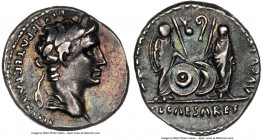 Augustus (27 BC-AD 14). AR denarius (18mm, 3.74 gm, 2h). NGC Choice VF 3/5 - 3/5. Lugdunum, 2 BC-AD 4. CAESAR AVGVSTVS-DIVI F PATER PATRIAE, laureate ...