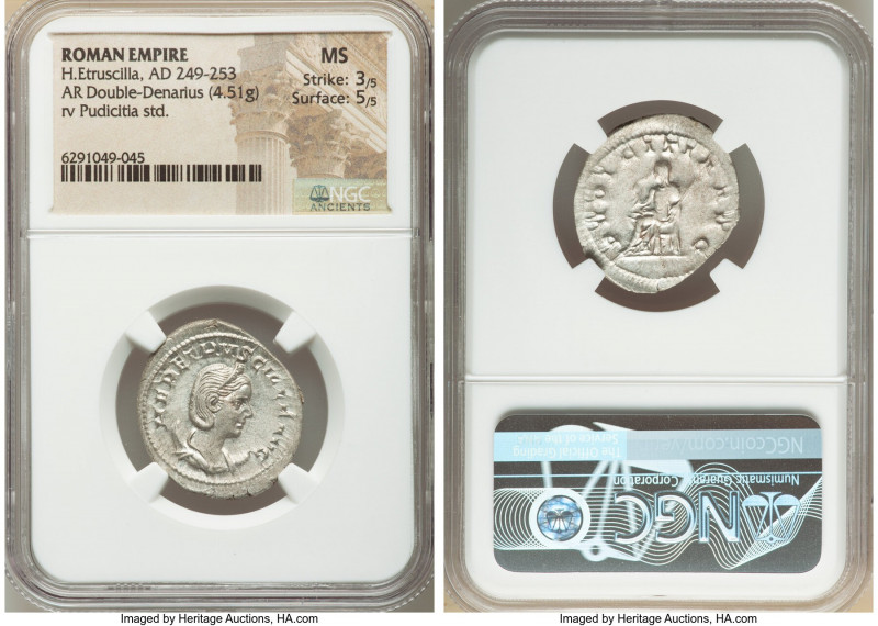 Herennia Etruscilla (AD 249-253). AR antoninianus (24mm, 4.51 gm, 7h). NGC MS 3/...