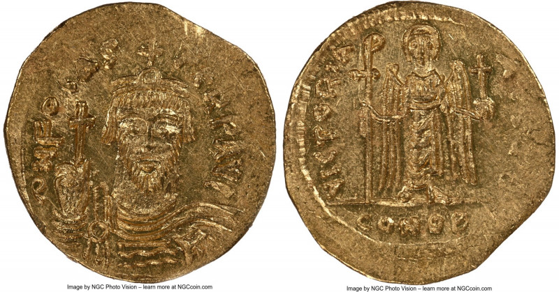 Phocas (AD 602-610). AV solidus (20mm, 4.46 gm, 7h). NGC MS 4/5 - 4/5, light mar...