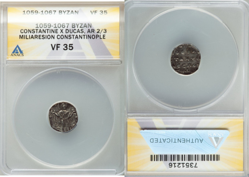 Constantine X Ducas (AD 1059-1067). AR two-thirds miliaresion (14mm, 6h). ANACS ...