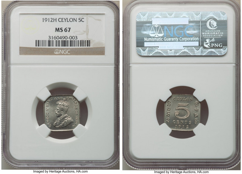 British Colony. George V 5 Cents 1912-H MS67 NGC, Heaton mint, KM108. 

HID09801...