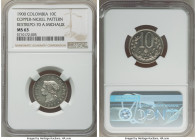 Republic copper-nickel Pattern 10 Centavos 1900 MS63 NGC, Restrepo-70. Signed A(lbert) Michaux. Gray-pearlescent surfaces with bright reflective field...